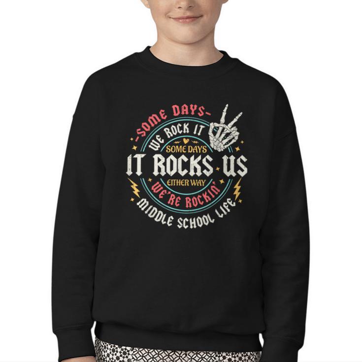 Some Days We Rock It Middle School Back To School Youth Crewneck Sweatshirt