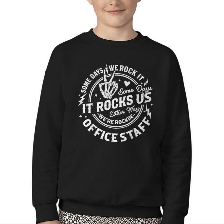 Some Days We Rock It Office Staff Back To School Youth Crewneck Sweatshirt