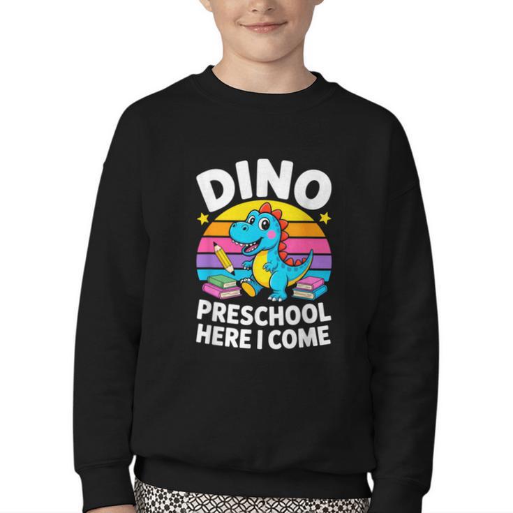 Dino Preschool Here I Come Cute Back To School Youth Crewneck Sweatshirt