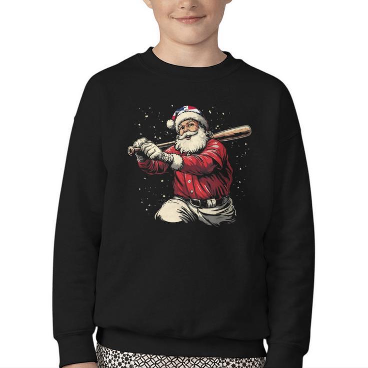 Dominican Santa Christmas Beisbol Baseball Dominicano Youth Crewneck Sweatshirt