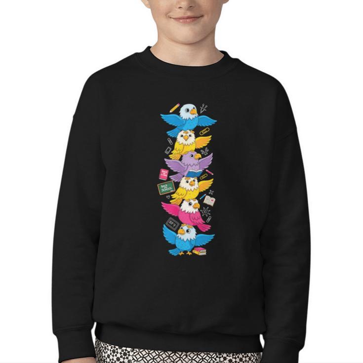 Eagle Colorful Rainbow Back To School Kids Boys Girls Youth Crewneck Sweatshirt