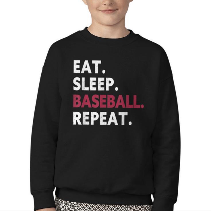 Eat Sleep Baseball Repeat Baseball Player Youth Crewneck Sweatshirt