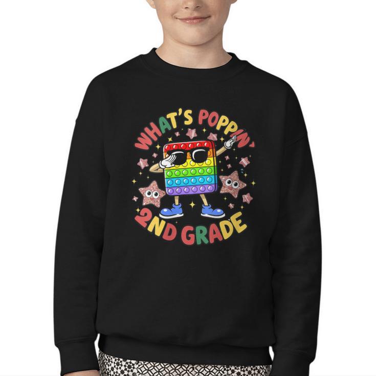 Fidget Toy What's Poppin 2nd Grade Back To School 2024 Youth Crewneck Sweatshirt