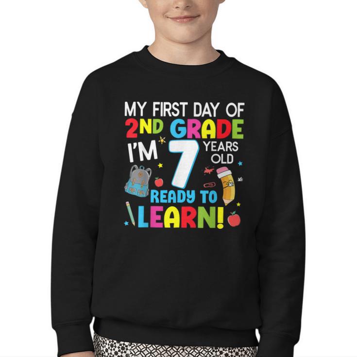 My First Day Of 2nd Grade Back To School 2nd Grade Girls Boy Youth Crewneck Sweatshirt