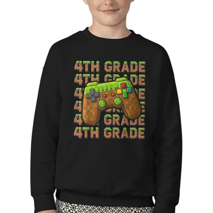 First Day Of 4th Grade Level Begins Back To School Girl Boy Youth Crewneck Sweatshirt