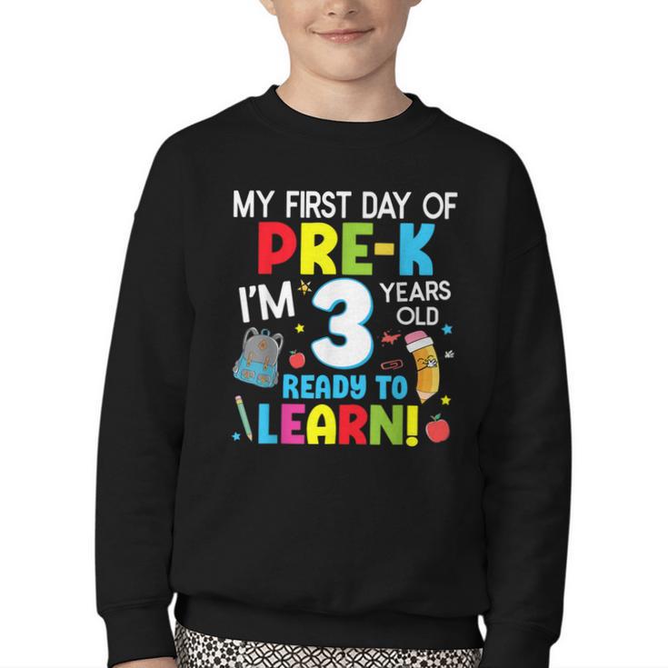 My First Day Of Pre-k Back To School Preschool Girls Boys Youth Crewneck Sweatshirt