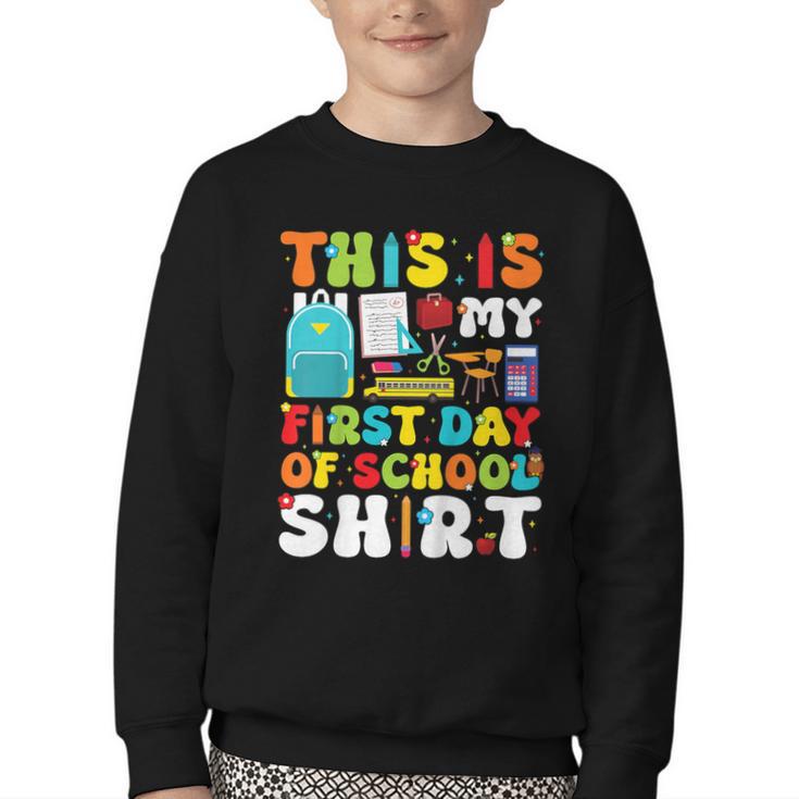 First Day Of School Shirt Boys Girls Back To School Youth Crewneck Sweatshirt