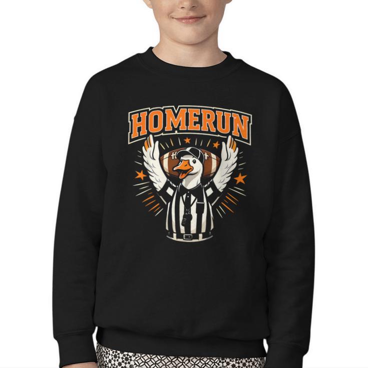 Football Referee Touchdown Baseball Homerun Goose Youth Crewneck Sweatshirt