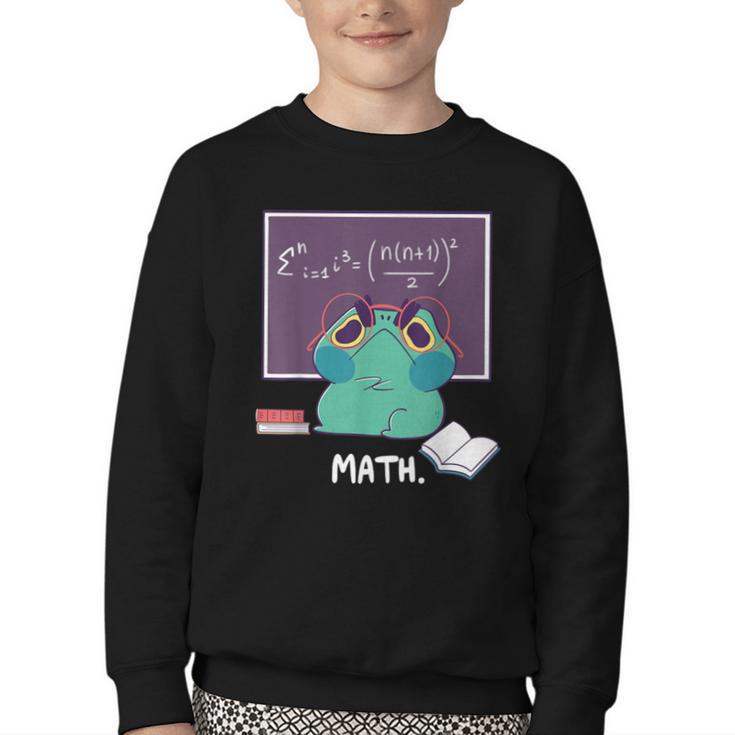Frog Hates Math Kawaii Science Back To School Kids Youth Crewneck Sweatshirt Frog Hates Math Kawaii Science Back To School Kids Youth Crewneck Sweatshirt