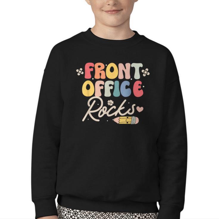 Front Office Rocks Back To School Secretary Admin Staff Tee Youth Crewneck Sweatshirt