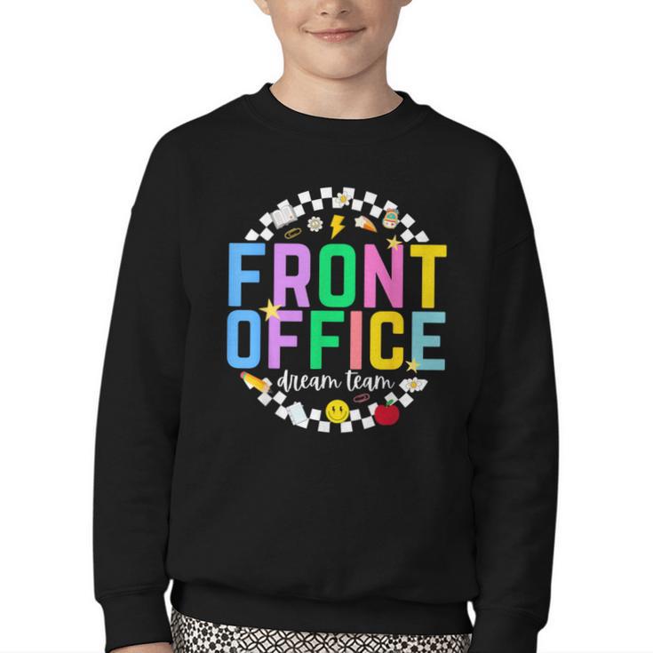 Front Office Squad Back To School Happy First Day Of School Youth Crewneck Sweatshirt