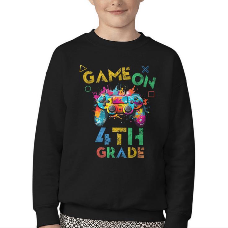 Game On 4th Grade Boys Kids Back To School Youth Crewneck Sweatshirt
