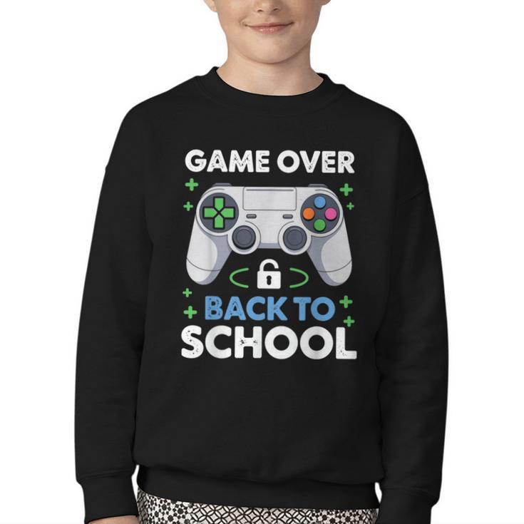 Game Over Back To School Kids First Day School Youth Crewneck Sweatshirt
