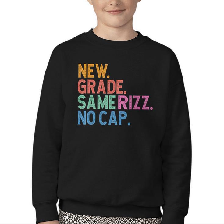 Gen Z Back To School New Grade Same Rizz No Cap Youth Crewneck Sweatshirt Gen Z Back To School New Grade Same Rizz No Cap Youth Crewneck Sweatshirt