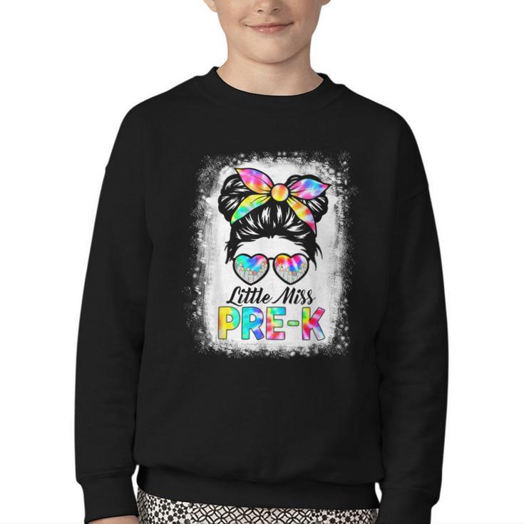 Girls PRE-K Preschool Back To School Cute Little Miss Pre-k Youth Crewneck Sweatshirt