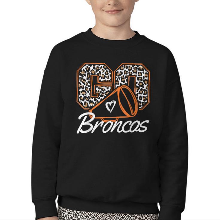 Go Cheer Broncos School Spirit Fan Team Back To School Youth Crewneck Sweatshirt