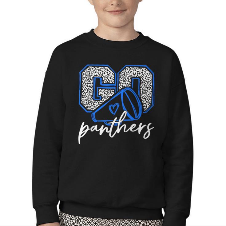 Go Cheer Panthers School Sports Name Spirit Back To School Youth Crewneck Sweatshirt