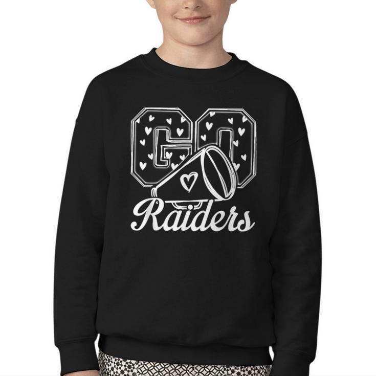 Go Cheer Raiders High School Spirit Fan Team Back To School Youth Crewneck Sweatshirt