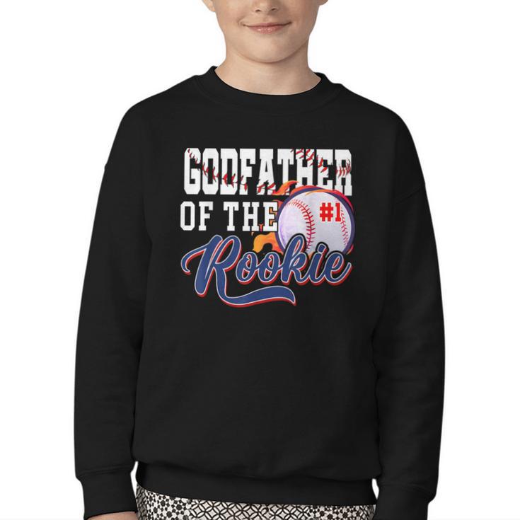 Godfather Rookie Of Year 1st Birthday Baseball Theme Youth Crewneck Sweatshirt Godfather Rookie Of Year 1st Birthday Baseball Theme Youth Crewneck Sweatshirt