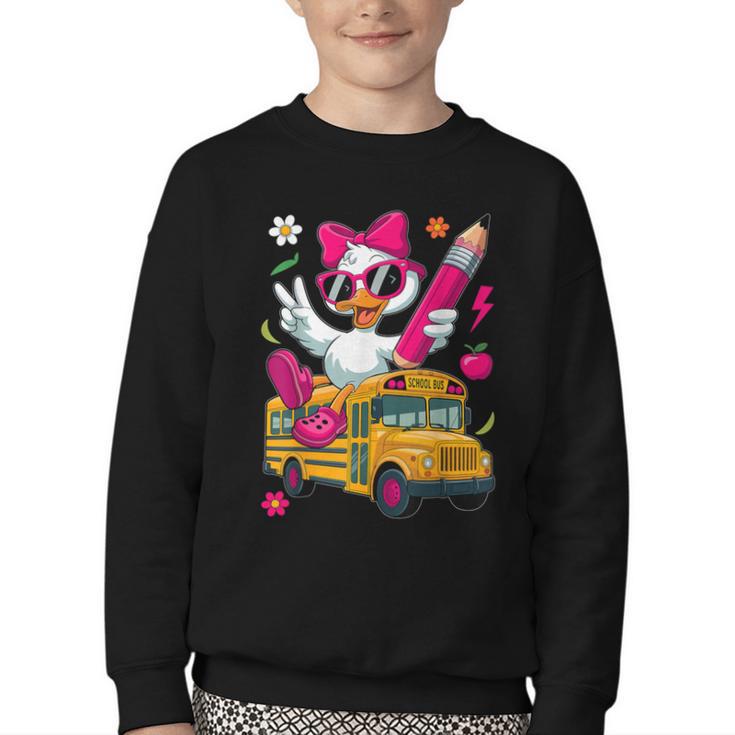 Goose Back To School First Day Of School Girls Boys Youth Crewneck Sweatshirt