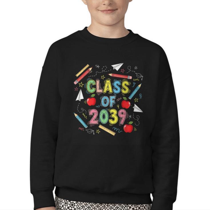 Graduation Class Of 2039 Groow With Me Senior Back To School Youth Crewneck Sweatshirt