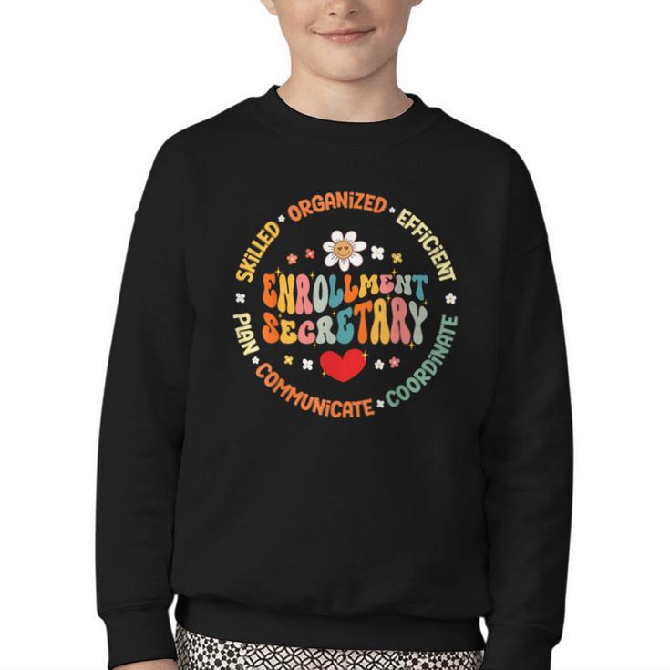 Groovy Enrollment Secretary Back To School Youth Crewneck Sweatshirt