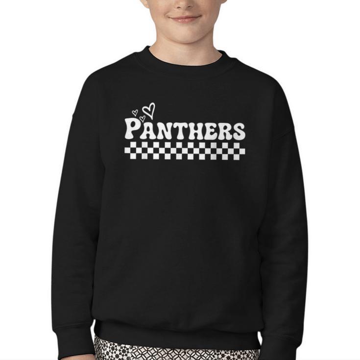 Groovy Panthers High School Spirit Fan Team Back To School Youth Crewneck Sweatshirt