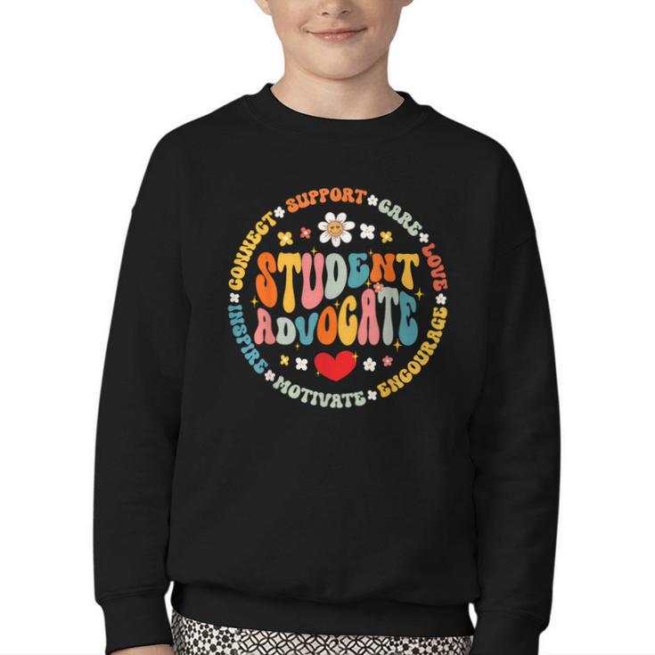 Groovy Student Advocate Appreciation Back To School Youth Crewneck Sweatshirt