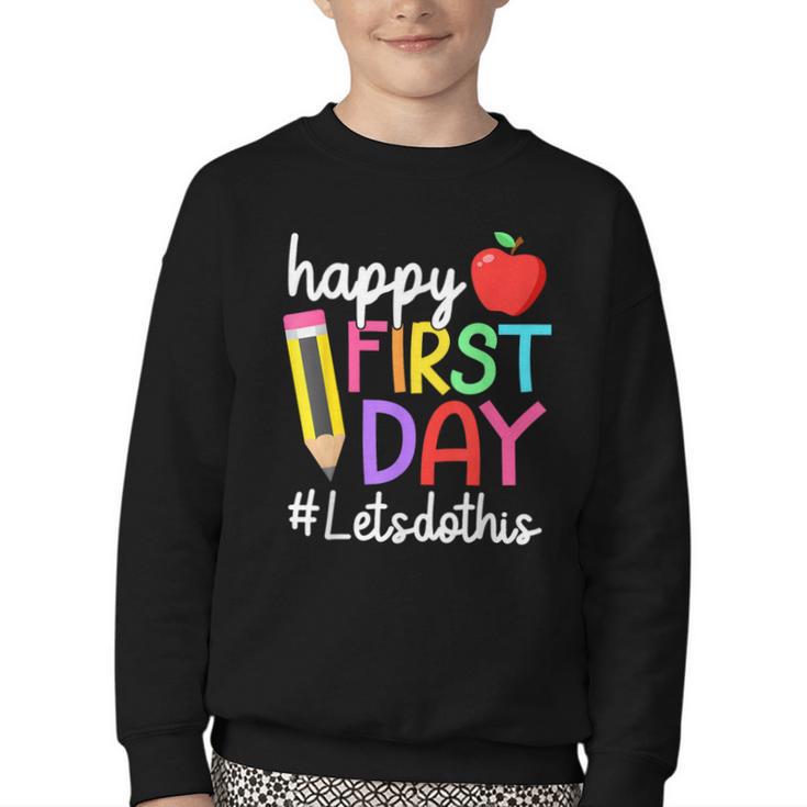 Happy First Day Let's Do This Welcome Back To School Tie Dye Youth Crewneck Sweatshirt