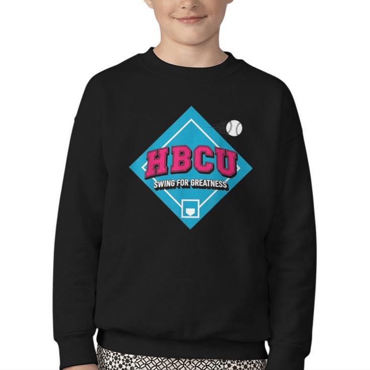 HBCU Swing For Greatness Baseball Softball College Apparel Youth Crewneck Sweatshirt