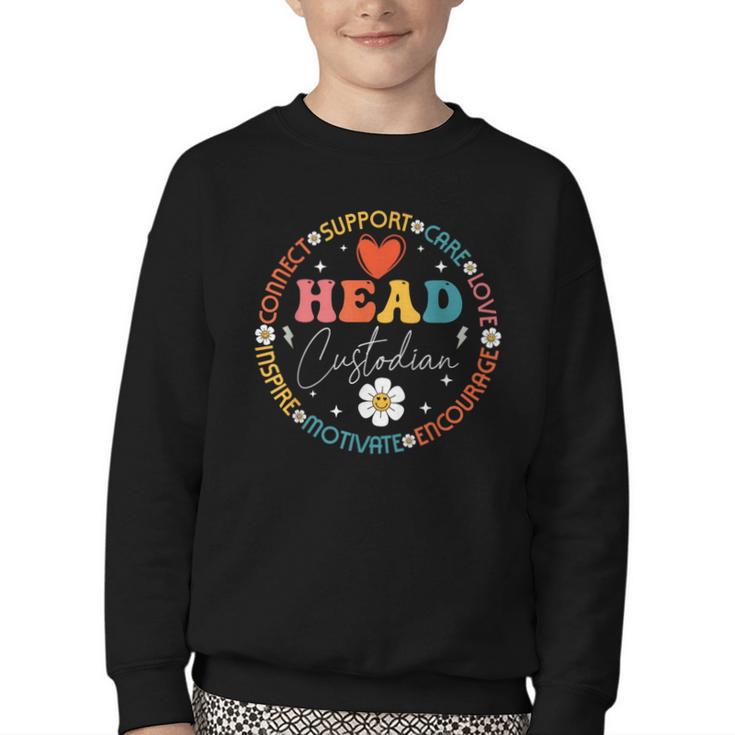 Head Custodian Appreciation Week Back To School Retro Groovy Youth Crewneck Sweatshirt