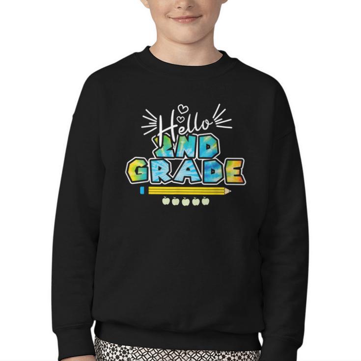 Hello 2nd Grade Back To School First Day Of School Youth Crewneck Sweatshirt