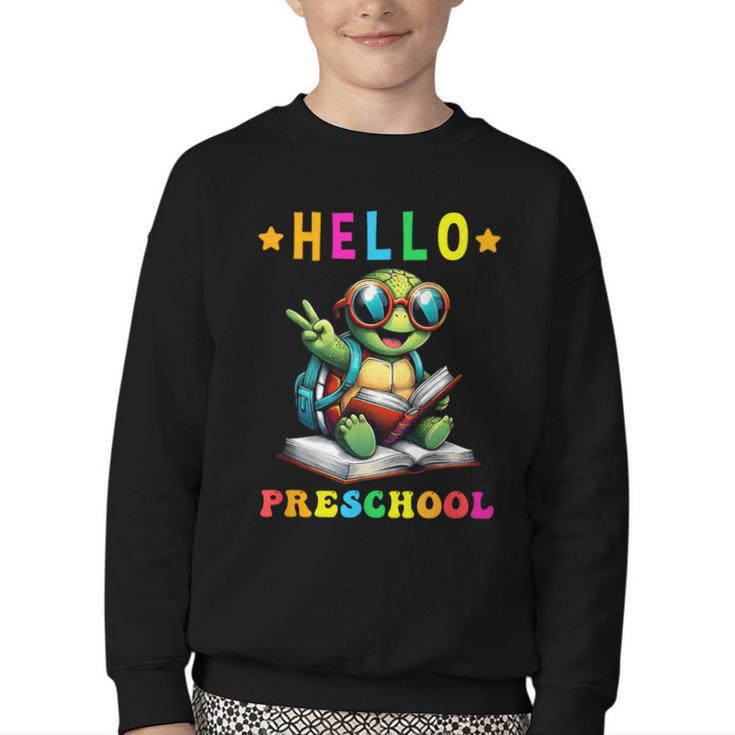 Hello Turtle Lovers From Back To School For Boys And Girls Youth Crewneck Sweatshirt