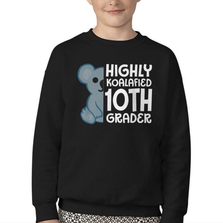 Highly Koalafied 10th Grader Koala Back To School Youth Crewneck Sweatshirt