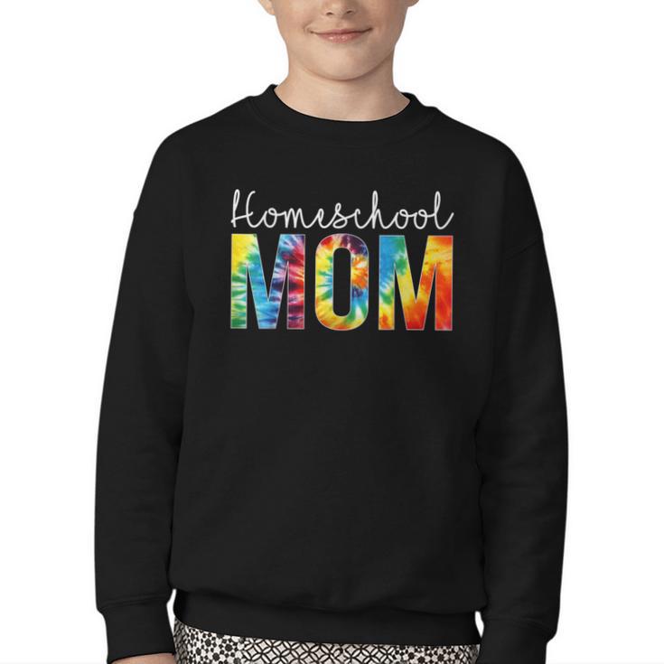 Homeschool Mom Tie Dye Back To School Day For Women For Work Youth Crewneck Sweatshirt