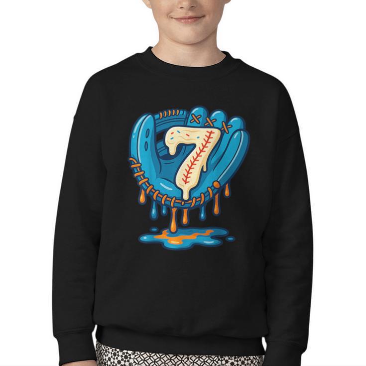 Ice Cream Baseball Glove 7th Birthday Edition Youth Crewneck Sweatshirt