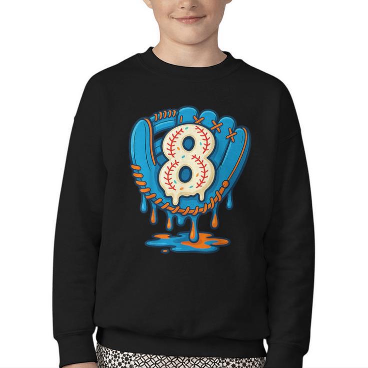 Ice Cream Baseball Glove 8th Birthday Edition Youth Crewneck Sweatshirt