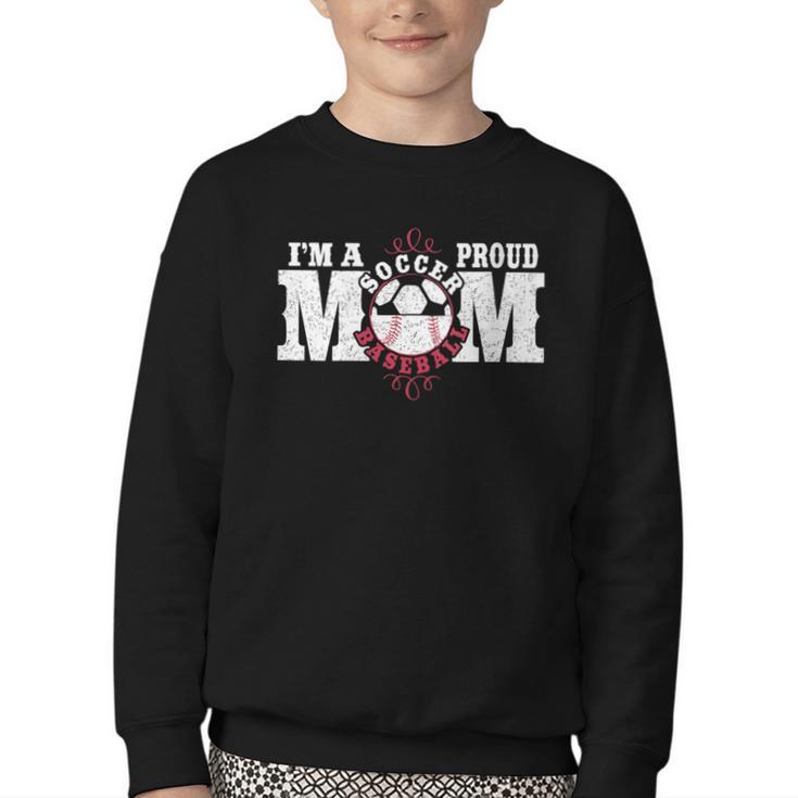 I'm a Proud Soccer Baseball Mom Youth Crewneck Sweatshirt