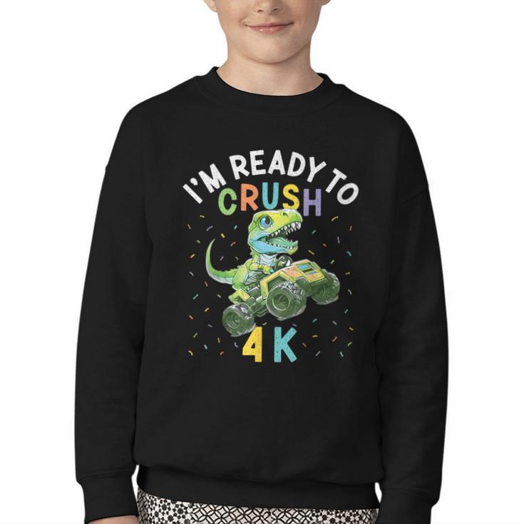 I'm Ready To Crush 4K Dinosaur Back To School 4K Kid Youth Crewneck Sweatshirt