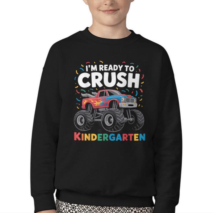 I'm Ready To Crush Kindergarten Monster Truck Back To School Youth Crewneck Sweatshirt