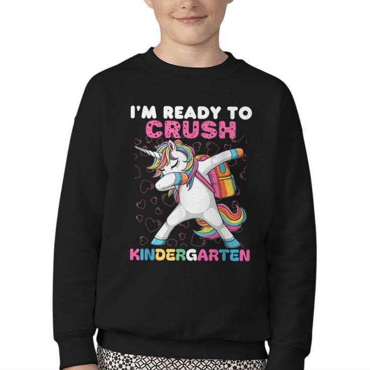 I'm Ready To Crush Kindergarten Unicorn Back To School Youth Crewneck Sweatshirt