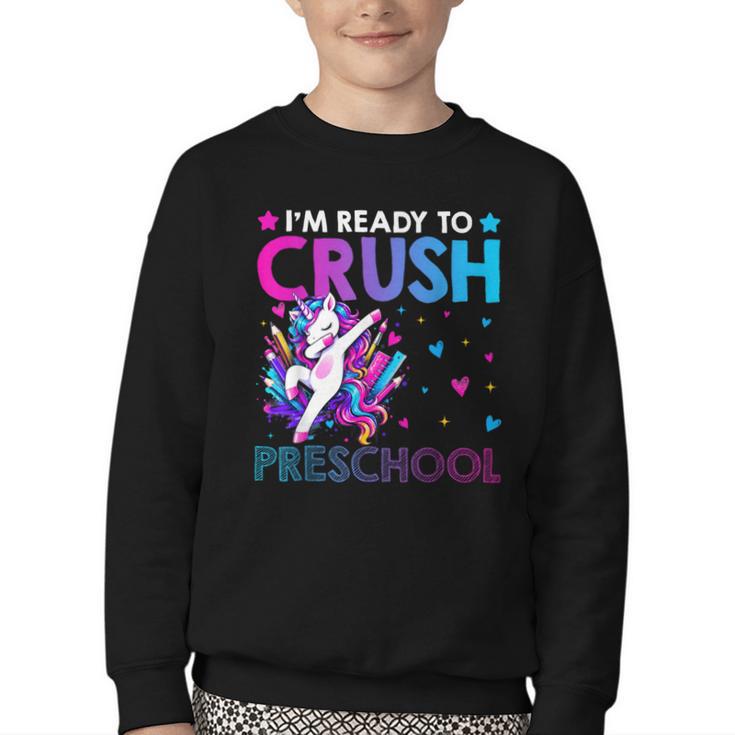 I'm Ready To Crush Preschool Dabbing Unicorn Back To School Youth Crewneck Sweatshirt