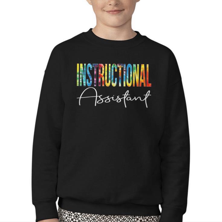 Instructional Assistant Tie Dye Back To School For Work Youth Crewneck Sweatshirt