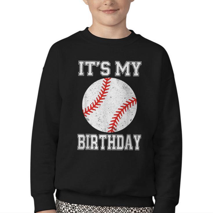 It’s My Birthday Baseball Vintage Style Youth Crewneck Sweatshirt It’s My Birthday Baseball Vintage Style Youth Crewneck Sweatshirt