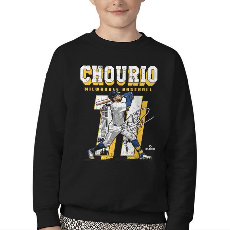 Jackson Chourio Milwaukee MLB Baseball Player MLBJCH201M Youth Crewneck Sweatshirt