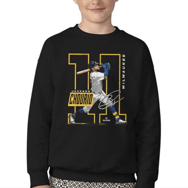 Jackson Chourio Milwaukee MLB Baseball Player MLBJCH202M Youth Crewneck Sweatshirt