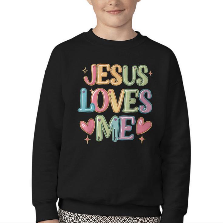 Jesus Loves Me Christian Kids Back To School Youth Crewneck Sweatshirt