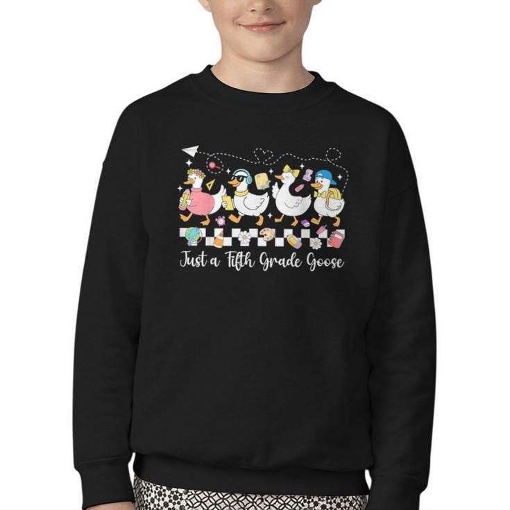 Just A Fifth Grade Goose Back To School Cute Goose 5th Grade Youth Crewneck Sweatshirt