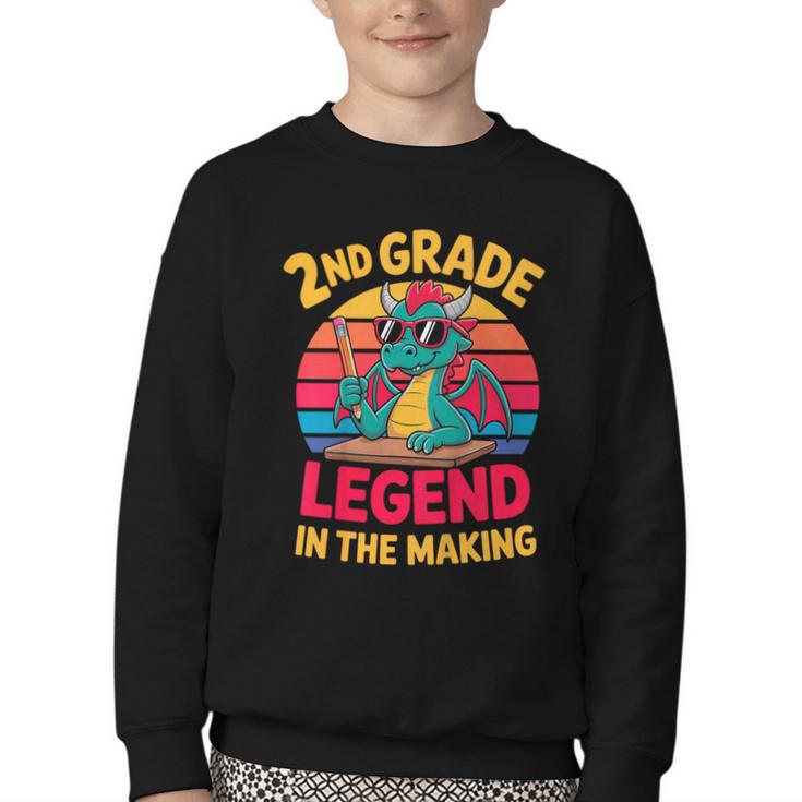 Kids 2nd Grade Dragon Boys Girls Back To School Youth Crewneck Sweatshirt