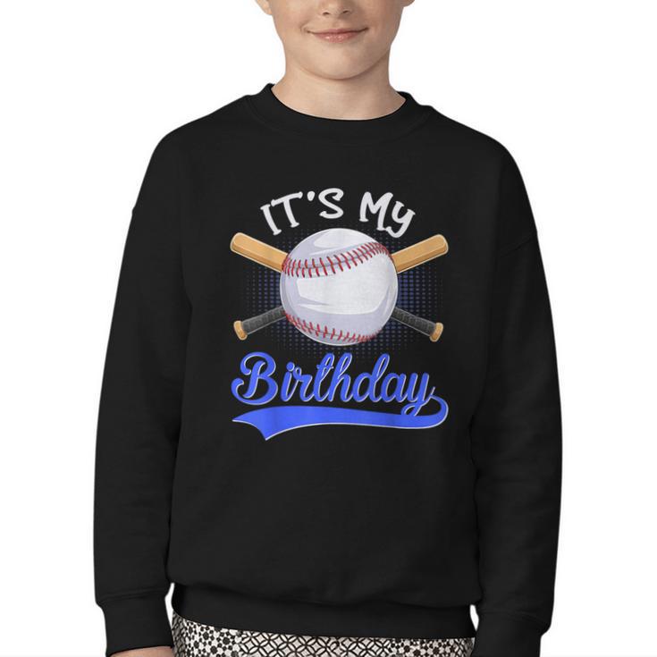 Kids 8th Baseball Birthday Party Boys Sport Fan 8 Years Old Youth Crewneck Sweatshirt
